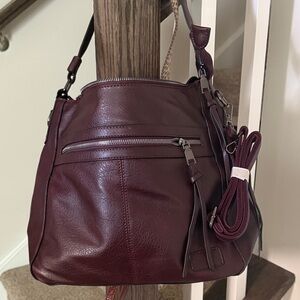 Chic Maroon Vegan Leather Shoulder Bag- premium vegan